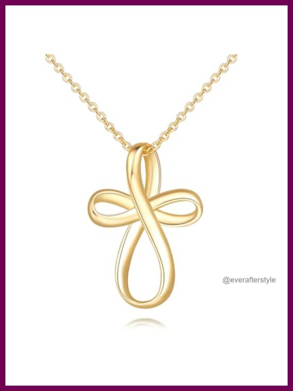 14k Gold Plated Cross Necklace for Women Twisted Pendant 18" Chain